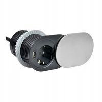 SLIDE BOX USB Gniazdo Meblowe wpuszczane w blat przesuwna pokrywa ALUMINIUM