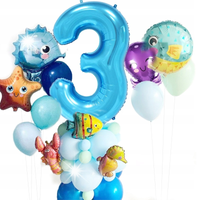 Balony na imprezę urodziny dla trzylatka z cyfra 3 dekoracja urodzinowa