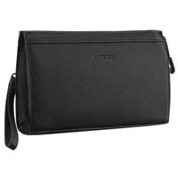 praktyczna saszetka męska ze skóry ekologicznej w czarnym kolorze