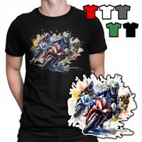 KOSZULKA T-SHIRT MĘSKI - DLA MOTOCYKLISTY NA MOTOCYKL MOTOR ŚCIGACZ - S