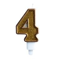 świeczka złoty brokat cyferka "4"