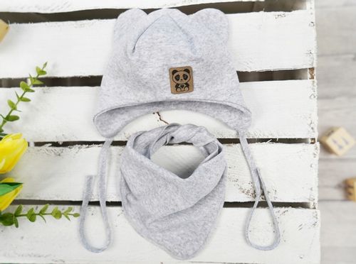 Szary komplet PANDA czapka + apaszka r.46-48 na Arena.pl