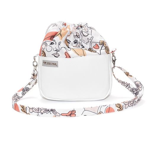 Torebka Sakiewka Biała z Motywem Artystycznych Twarzy – Handmade na Arena.pl