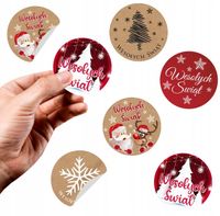 Naklejki Świąteczne Wesołych Świąt Etykiety 110szt