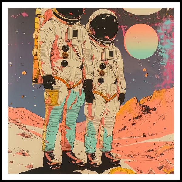 Plakat 80x80cm Astrounauci Kosmonauci zdjęcie 3