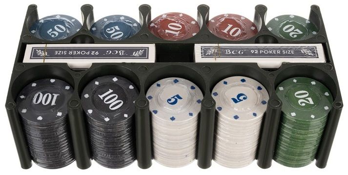 Zestaw do Gry w Pokera - 200 ŻETONÓW + 2 Talie + Zielone Sukno +Puszka zdjęcie 2