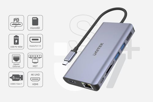Unitek Hub USB-C 2x USB 3.1 HDMI DP RJ45 czytnikSD na Arena.pl