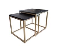 Stolik kawowy 2W1 marmur czarny podstawa złota