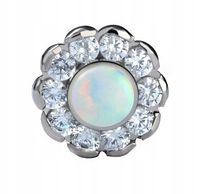 Tytanowa nakrętka - kwiat - cyrkonie opal - 1,2/7