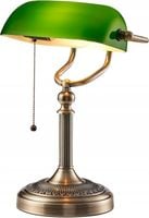 LAMPKA BIURKOWA DEKORACYJNA "LAMPA BANKIERA" Z ZIELONYM KLOSZEM