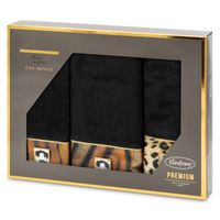 Zestaw 3 ręczników Eva Minge czarny 500 GSM bawełna