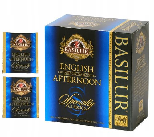 Basilur ENGLISH AFTERNOON herbata czarna Ceylon - 50 TOREBEK w kopertach na Arena.pl