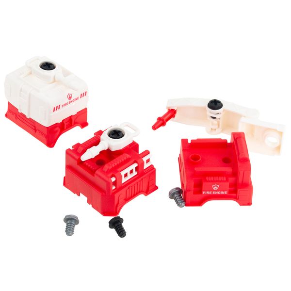 MAŁY STRAŻAK ZESTAW MAŁEGO STRAŻAKA POJAZDY AUTKA WÓZ AKCESORIA HEŁM 4 W 1 zdjęcie 9