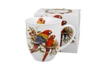 KUBEK PORCELANOWY DUO PAPUGI ARA SZKARŁATNE NA PREZENT 400 ML