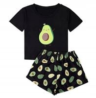 PIŻAMA DAMSKA Dwuczęściowa AWOKADO Czarna Komplet SPODENKI rozmiar XL