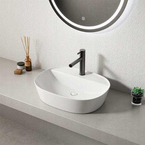 UMYWALKA NABLATOWA STAWIANA BIAŁA Z OTWOREM CERAMICZNA OWALNA 50 x 38 CM na Arena.pl