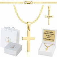 ZŁOTY ŁAŃCUSZEK NA CHRZCINY GUCCI Z KRZYŻYKIEM PR 585 925 + GRAWER GRATIS
