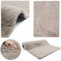 Dywan Pluszowy Rabbit do Sypialni Beżowy Dywanik Puszysty Miękki 60x100cm