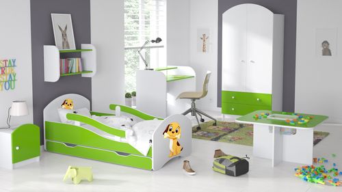 Łóżko dziecięce LEO 160x70 biało-limonkowe na Arena.pl