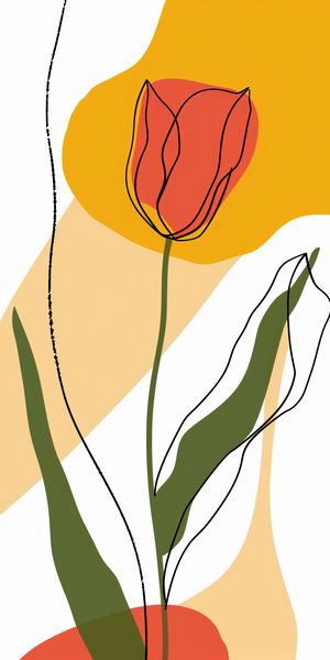 Plakat 50x100cm Przerysowany Tulipan zdjęcie 1