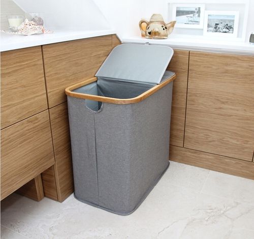 KOSZ NA PRANIE BIELIZNĘ POJEMNIK 100 L Bambus grey na Arena.pl
