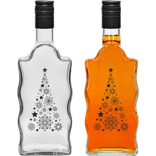 Butelka Klasztorna 0,5 L z czarną zakrętką i nadrukiem Choinka na Arena.pl