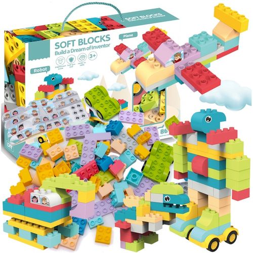 KLOCKI budowlane konstrukcyjne DUŻE ELEMENTY podwozia Zestaw XXL 86 el. na Arena.pl