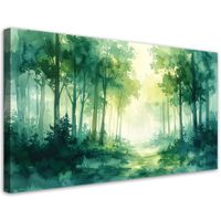 Obraz do salonu sypialni biura, Zielony Mglisty Las Leśny