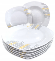SERWIS OBIADOWY ZESTAW TALERZY NA 6 OSÓB TALERZE WZORY 18 EL. PORCELANA