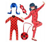 STRÓJ KOSTIUM BIEDRONKI PERUKA JOJO MASKA KOMBINEZON 128/134 L