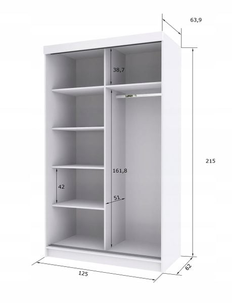 Szafa Przesuwna PARIS 125 Połysk zdjęcie 3