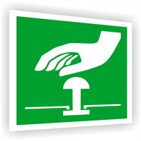 Tabliczka ewakuacyjna z nadrukiem 10x10 cm Przycisk awaryjnego zatrzymania