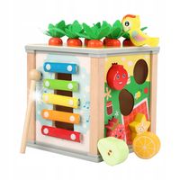 Kostka Drewniana Edukacyjna Sorter 5w1 Układanka Gra Złap Robaczka 22566