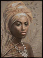 Obraz ręcznie malowany portret afrykańskiej kobiety 60X80 brązowy