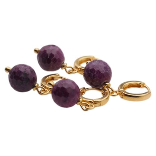 Kolczyki - Rubin kulka w srebrze zloconym na Arena.pl