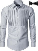 Elegancka Koszula Męska z Długim Rękawem i Muszką Szara XL Regular
