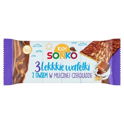 Sonko Kids Lekkie wafelki z owsem w mlecznej czekoladzie 36 g (3 sztuki) na Arena.pl