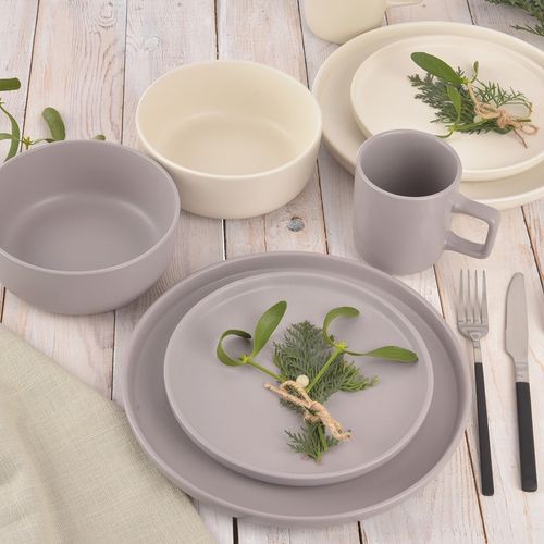 Talerz Obiadowy Duży Płytki Płaski na Obiad Ceramiczny Szary 26,5 cm na Arena.pl