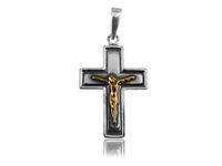 Elegancki oksydowany srebrny wisior krzyż krzyżk z wizerunkiem Chrystusa srebro 925 PT_K191