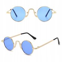 OKULARY OKRĄGŁE PRZECIWSŁONECZNE LENONKI ZŁOTE Filtr Unisex UV400 + Etui