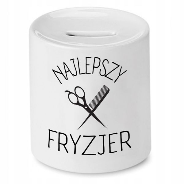 Skarbonka Fryzjera Fryzjerki Najlepszy Fryzjer Z Nadrukiem Ze Zdjęciem zdjęcie 1