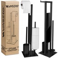 Nowoczesny STOJAK VASERO na szczotka metalowy uchwyt na papier toaletowy WC