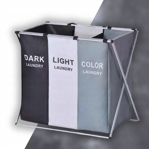TRZYKOMOROWY KOSZ NA PRANIE DUŻY WOLNOSTOJĄCY ORGANIZER XXL na Arena.pl