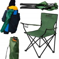 KRZESEŁKO BIWAKOWE TURYSTYCZNE, SKŁADANE NA RYBY MOCNE 120 Kg NEO TOOLS