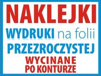 WYDRUK NA FOLII PRZEZROCZYSTEJ Z OBRYSEM NAKLEJKI