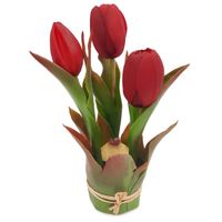 TULIPANY SILIKONOWE SZTUCZNE BUKIECIK KOMPOZYCJA CZERWONE