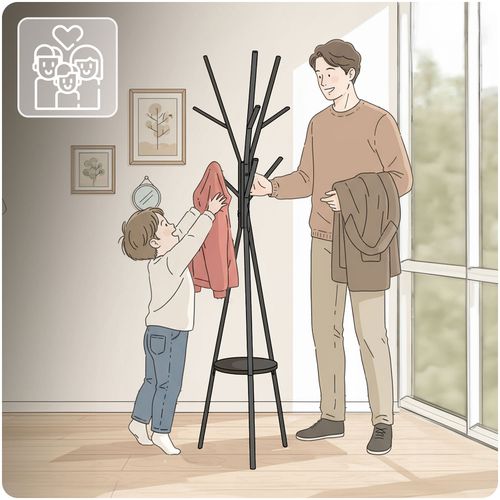 Wieszak na ubrania metalowy z półką stojący Massido MS-869 na Arena.pl