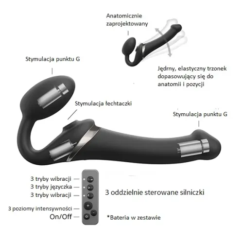strap-on-me multi orgasm black s - model intymny z 3 silnikami, pilot na Arena.pl