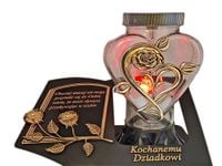 DZIADEK SOLARNY ZNICZ LAMPION NA GRÓB RÓŻA W SERCU ZŁ SKOS SENTENCJA