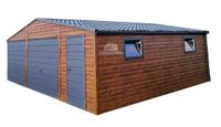 GARAŻ BLASZANY 8m x 7m dwuspad  - 2x Brama + drzwi + 2x okno GB300